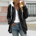 Abrigo de moda de invierno para mujer, ropa informal con capucha y cremallera, chaqueta polar de Cachemira para mujer, abrigos de Color sólido para mujer 2024