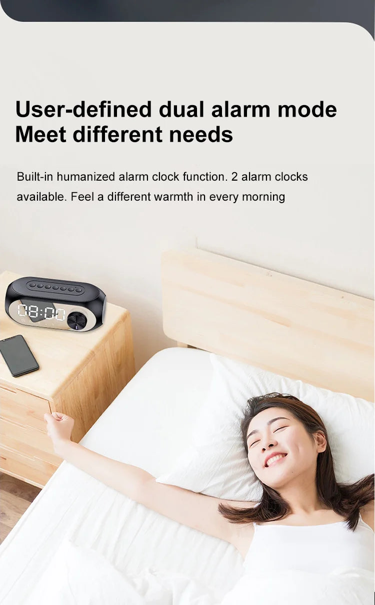 Altavoz Bluetooth Inalámbrico, Reloj Despertador, Radio FM Portátil, Subwoofer, Caja de Sonido, Mini Lámpara, Woofers, Caixa De Som, Coluna, Bocina