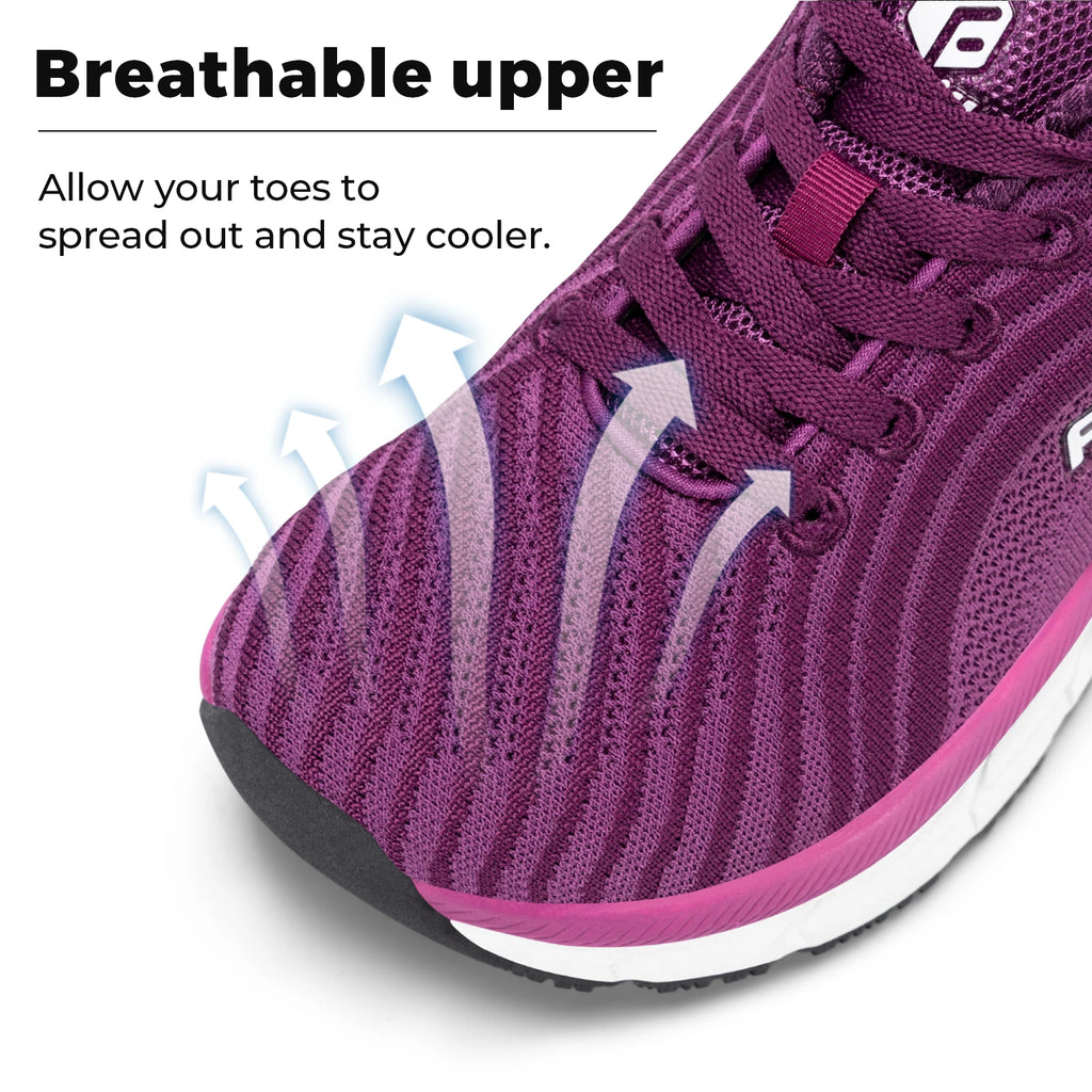 Zapatos FitVille con puntera ancha para mujer, transpirables, de ajuste amplio, ligeros para pies hinchados, con amortiguación para aliviar el dolor.