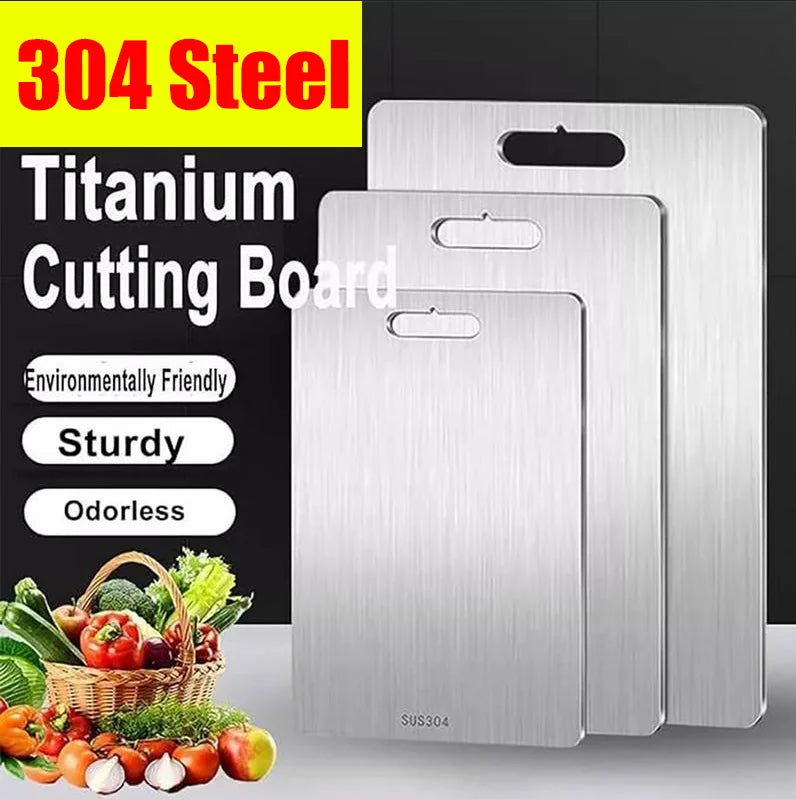 Tableros De Corte De La Cocina Para Placas De Acero Inoxidable 304 Antideslizante Espesado Doble Lado Food Grade Portátil Fruta Y Carne Grado Alimenticio Portátil Engrosado Duradero Antideslizante Ecológico Ligero