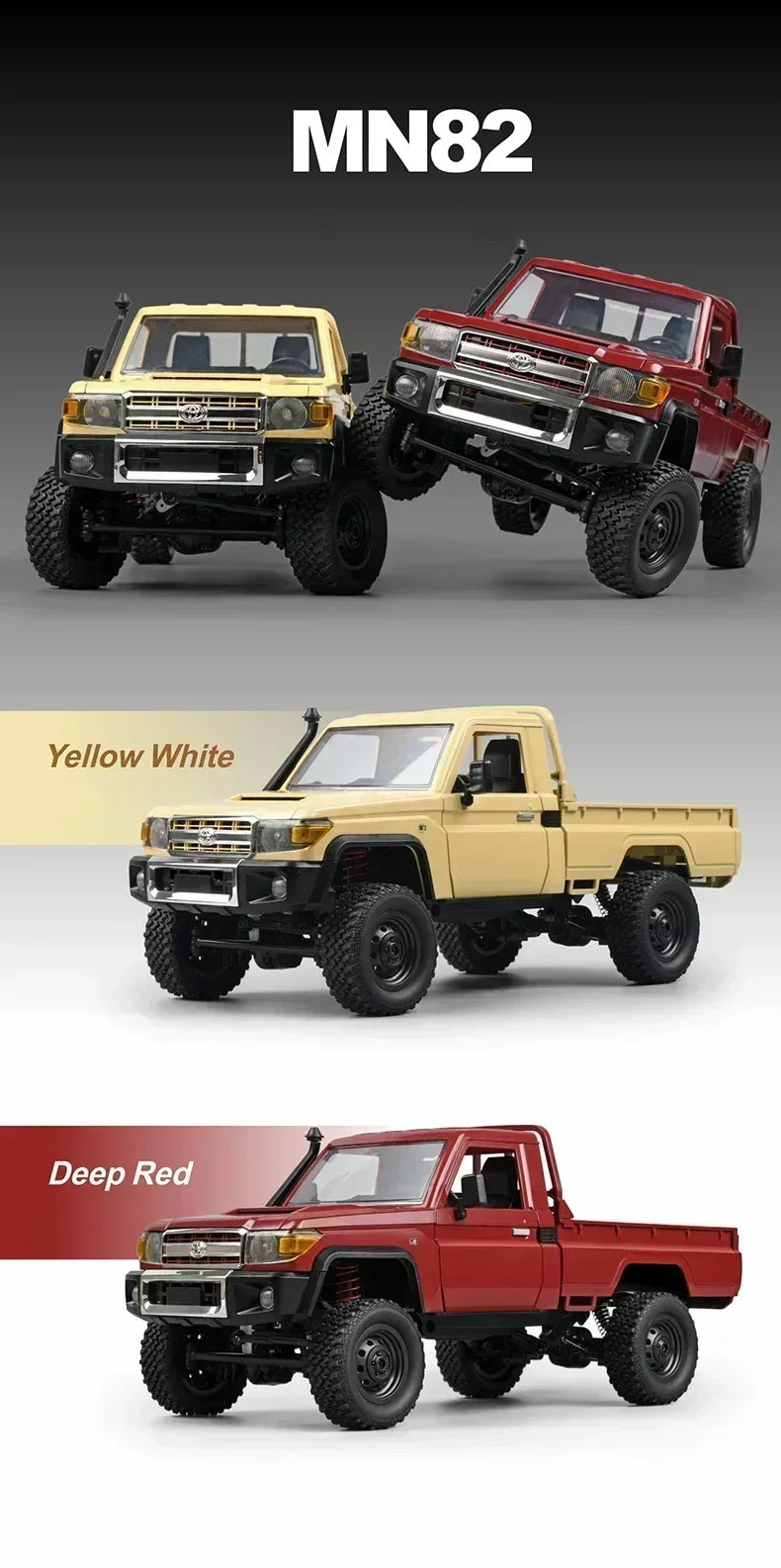 MN82 MN82S Toyota Rc 4x4 Rc CAR 2,4g 1/12 escala completa todoterreno Control remoto coche trepador de control remoto coche de juguete para regalo