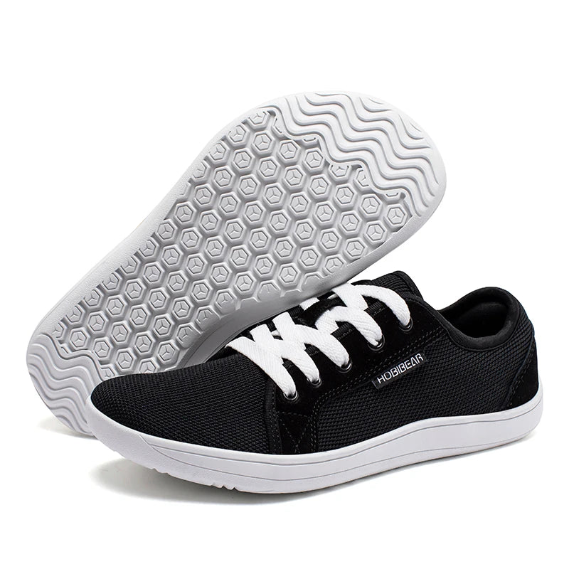 HOBIBEAR Zapatos descalzos con punta ancha para mujer y hombre, zapatillas para correr con cordones para exteriores, zapatos casuales cómodos con caída cero