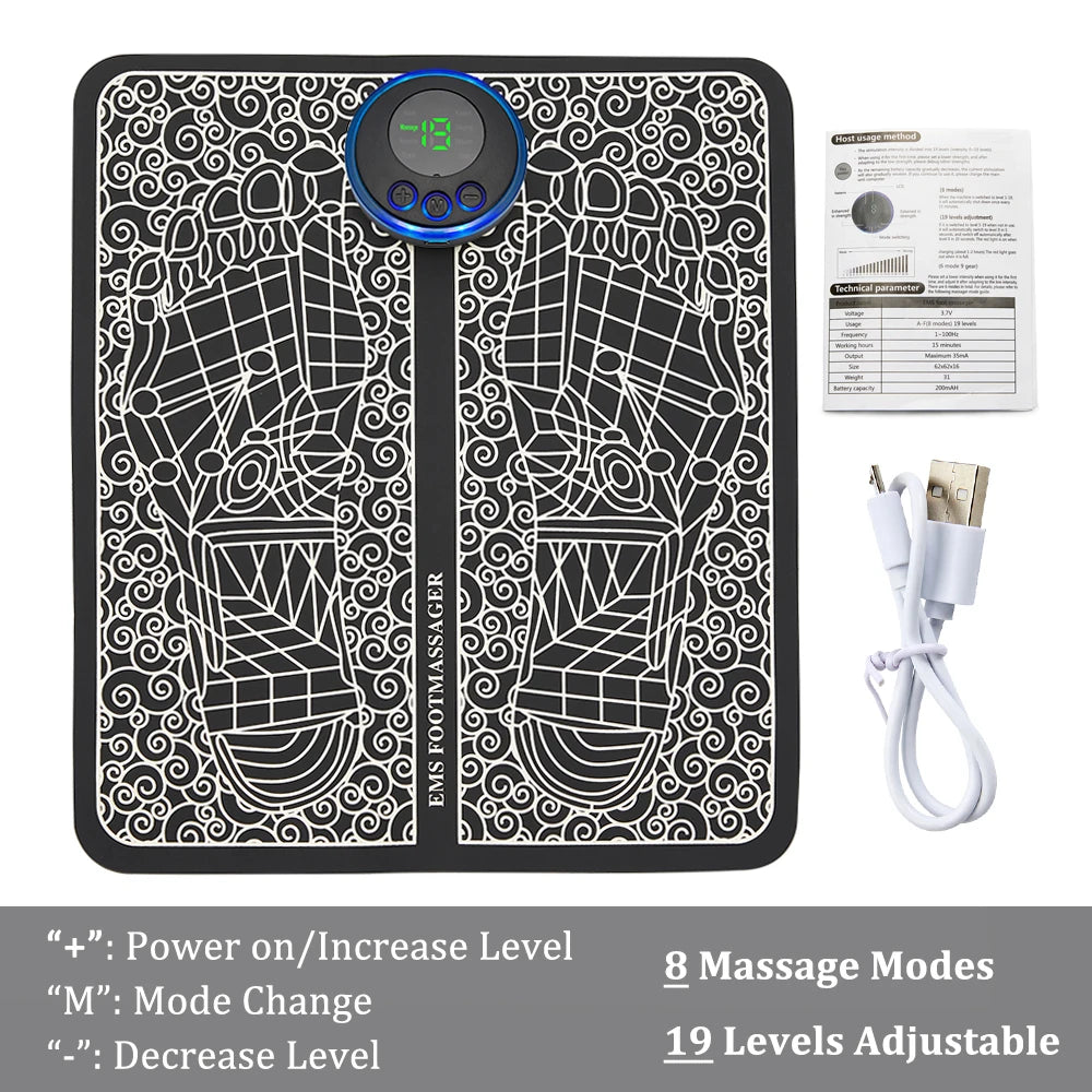 EMS-alfombrilla masajeadora de pies eléctrica TENS, almohadilla masajeadora de pies, estera de masaje plegable, Estimulación muscular, Fisioterapia, Terapia, Fisica Salud