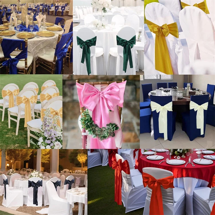 10 Uds. Fajas de satén para sillas, cintas elegantes de calidad superior para sillas, lazos, sillas con lazo, decoración para fiesta de banquete de boda