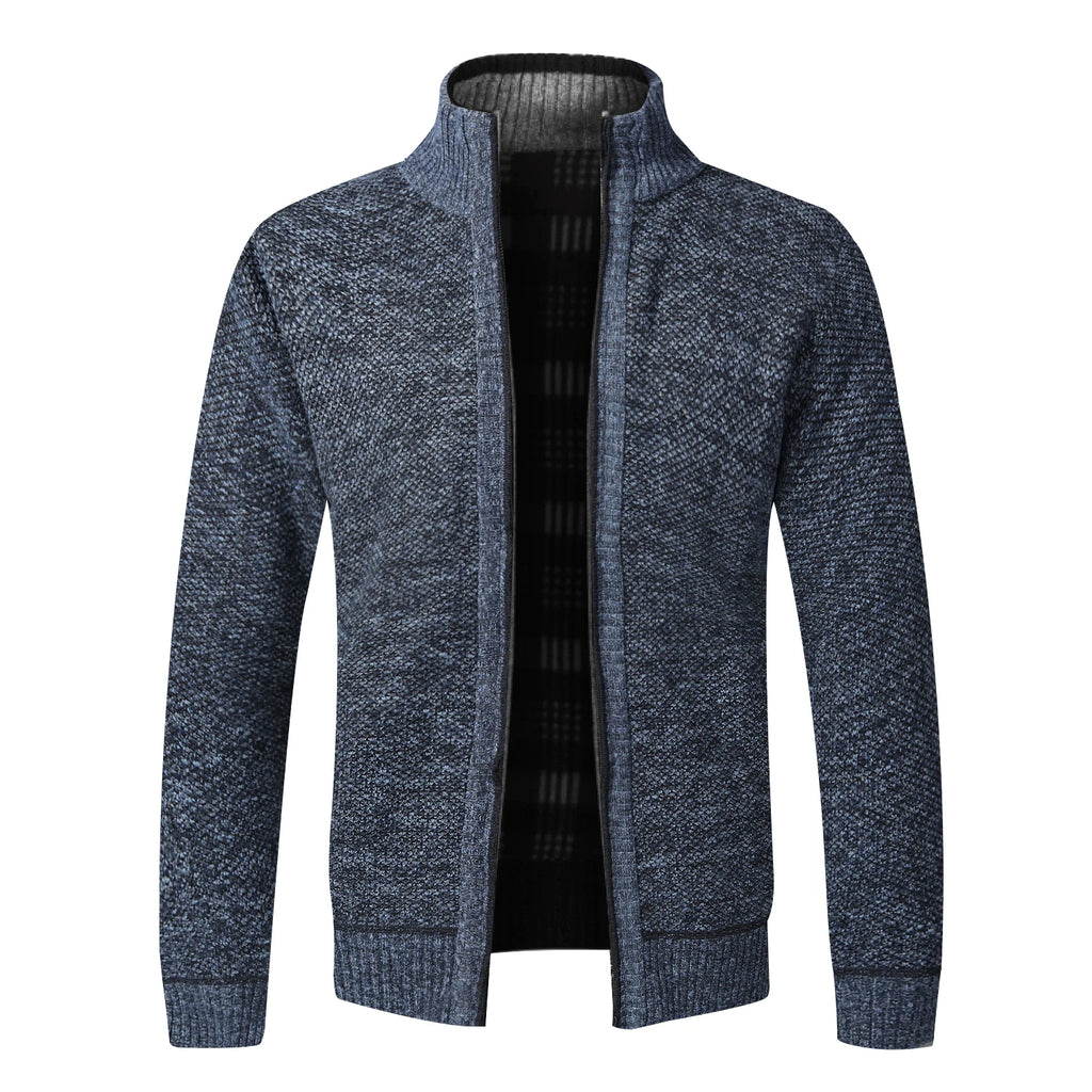 Otoño Invierno cálido cárdigan hombres suéteres de lana chaquetas con cremallera completa Slim Fit marca de lujo suéter tejido abrigo Jersey americano