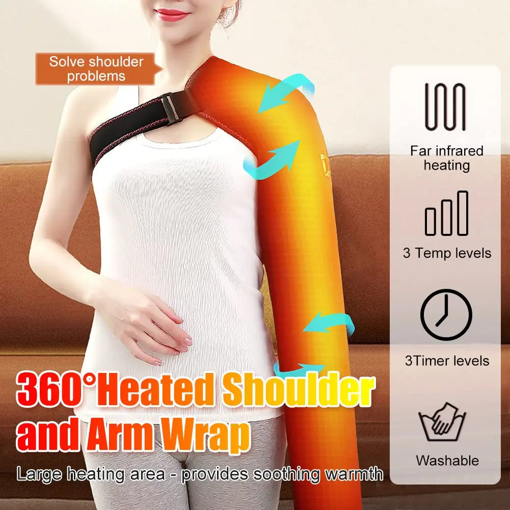 Soporte de Brazo Largo con Calefacción y Masaje, Faja Eléctrica Térmica para Alivio del Dolor de Hombro, Brazo, Codo, Muñeca y Mano