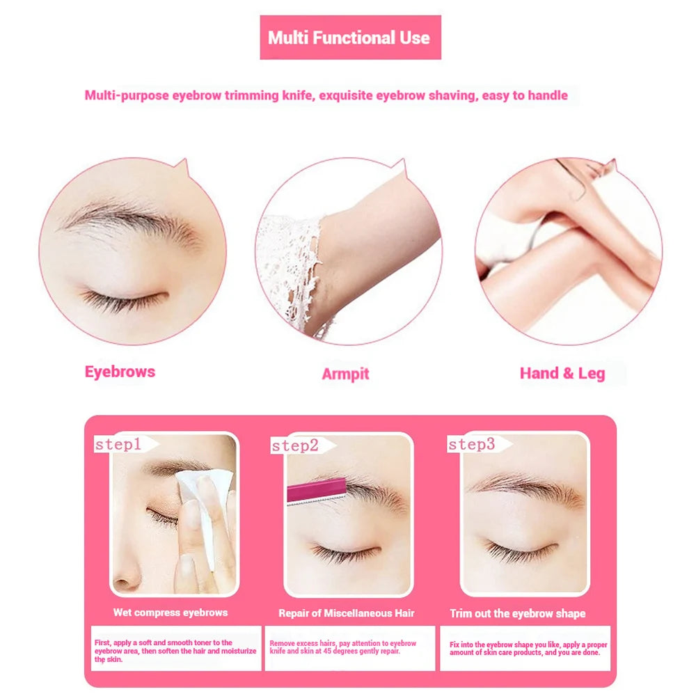 Juego de maquinillas de afeitar para cejas para mujer, utensilio para eliminar el vello Facial con cubierta, maquillaje, belleza, cuchillas seguras, herramientas de recorte, 5 uds.