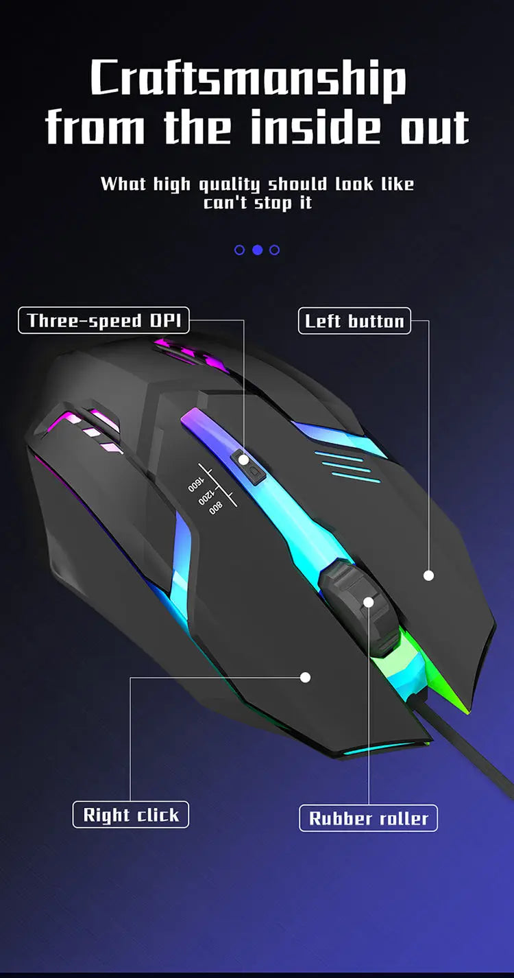20251 PC ITLY M01 deportes LED luminoso retroiluminado USB con cable ratón para juegos para PC de escritorio portátil Oficina ordenador ratón para juegos