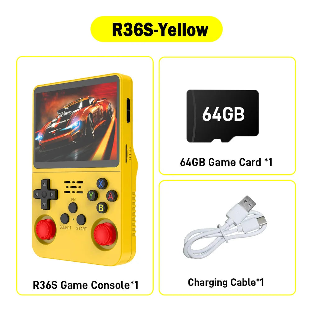 Consola de Juegos Retro R36S ARKOS, Pantalla IPS 3.5 Pulgadas, 64GB