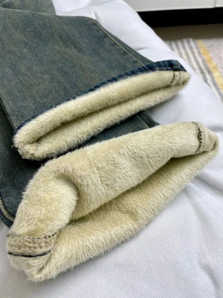 Pantalones Vaqueros Bootcut Vintage con Forro Polar