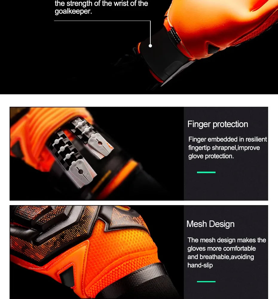 Guantes de portero de fútbol profesionales para niños y hombres, látex de 4mm con protección para los dedos, Protector de guantes de portero de fútbol para niños y adultos