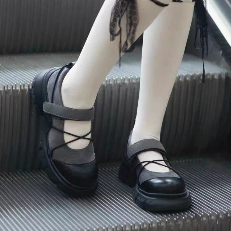 Mocasines Mary Jane con Plataforma para Mujer, Zapatos Casuales con Tacón Grueso y Correa Cruzada, Estilo Dulce y Moderno para Primavera, Citas Diarias y Fiestas