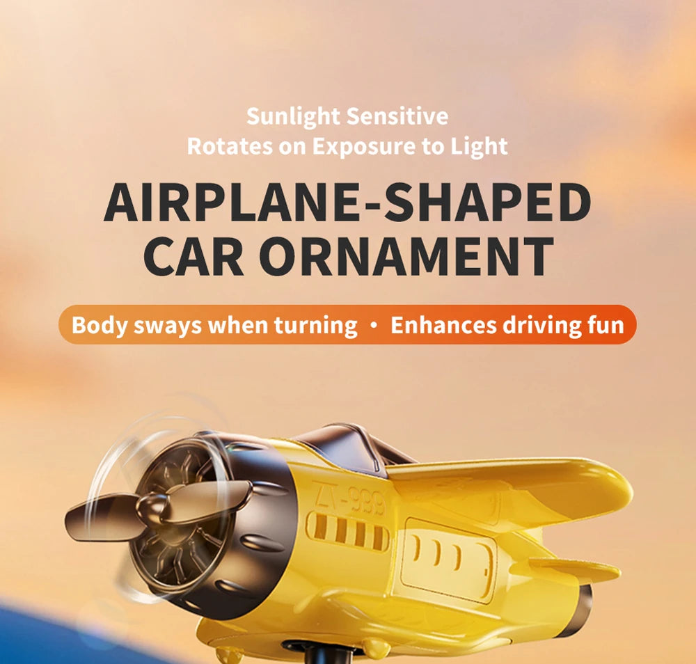 Mini avión con energía Solar, fragancia sólida, consola central para coche, adorno para salpicadero 360 °   Aire más fresco giratorio para aviones creativos