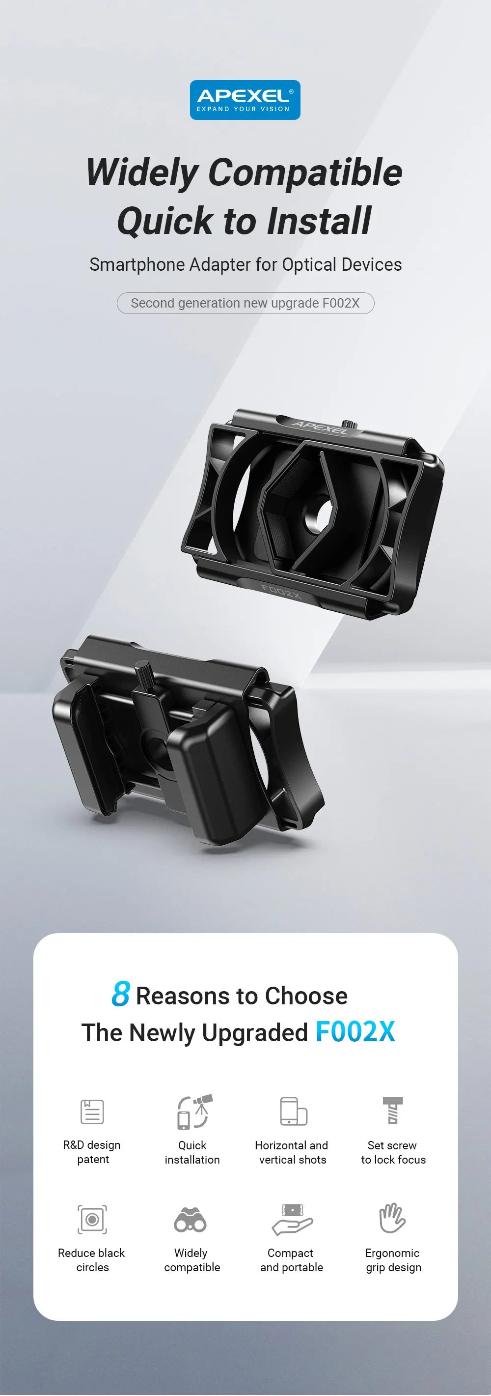Adaptador Universal 360° para Teléfono en Telescopio APEXEL