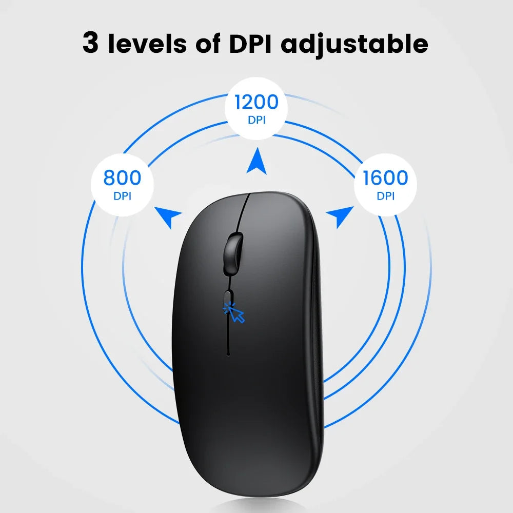 Ratón inalámbrico recargable compatible con Bluetooth 2,4 GHz modos duales ratón de ordenador con Nano receptor para PC portátil Macbook