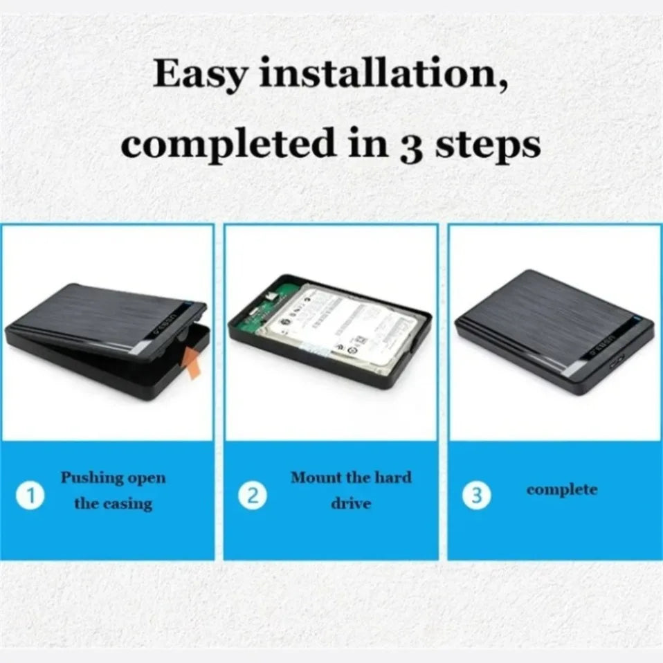 Caja de disco duro SATA USB 2,0 de 2,5 pulgadas, carcasa portátil para disco duro externo, para SSD, para disco duro, para ordenador portátil, PC, escritorio, uso en el hogar y la Oficina