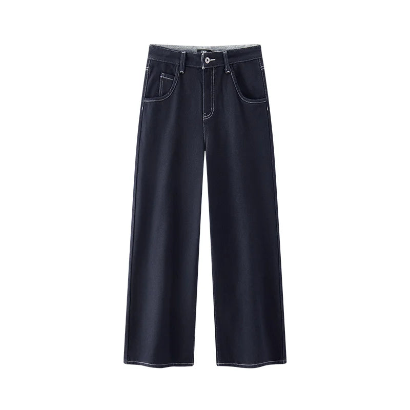 Jeans de Pierna Ancha con Forro Polar para Mujer, Cintura Alta, Cómodos