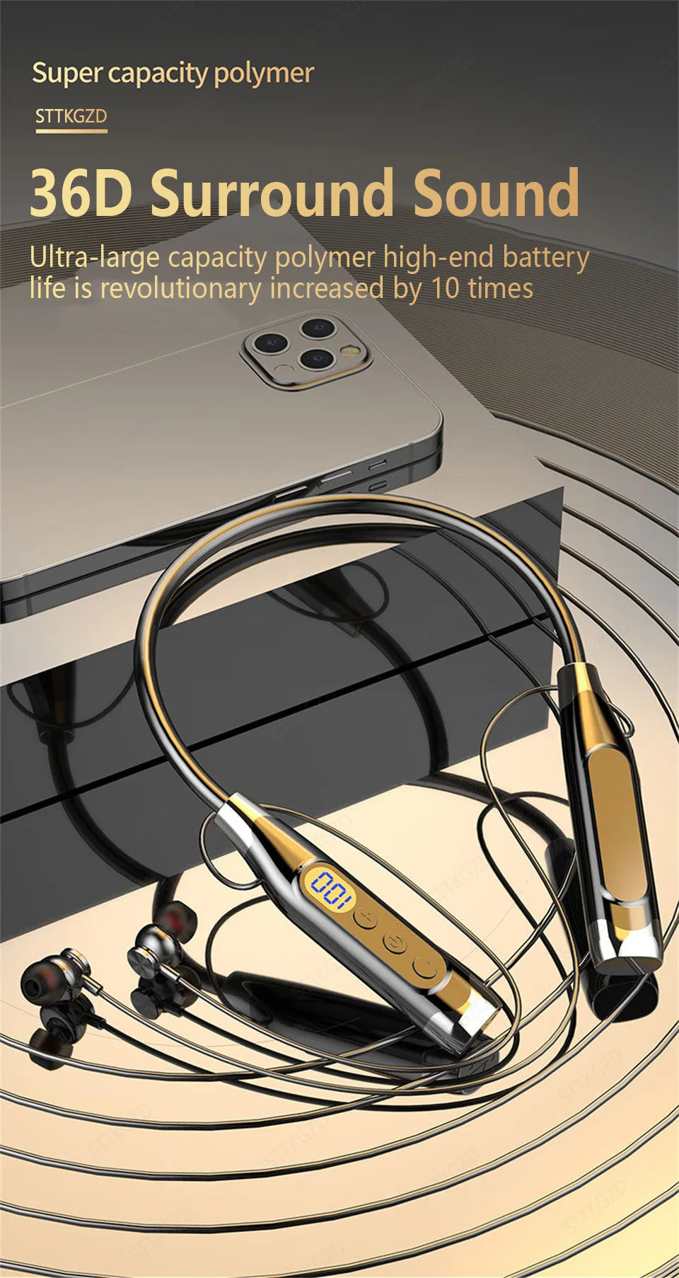 Auriculares Bluetooth Banda Cuello Deportivos TF