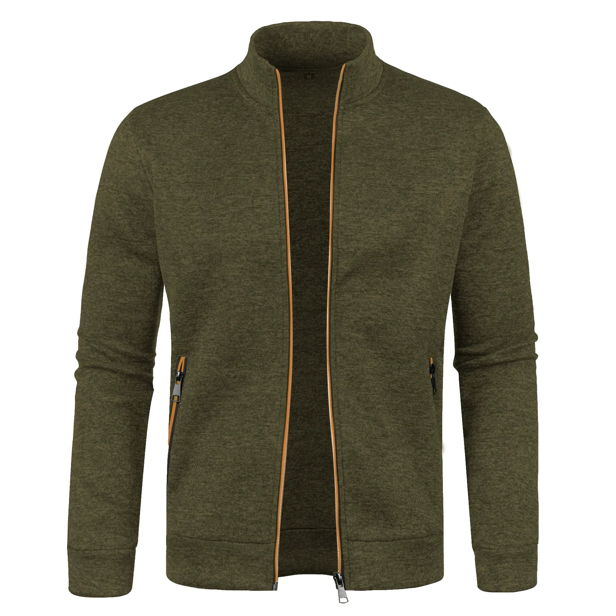 Otoño e Invierno, nuevo suéter largo con cremallera y mangas de bloque de Color para hombre, suéter fino de felpa, chaqueta informal ajustada, abrigo cómodo