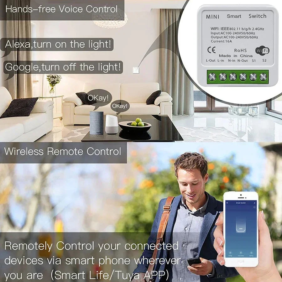 Interruptor WiFi Inteligente Tuya 16A 20A con Receptor