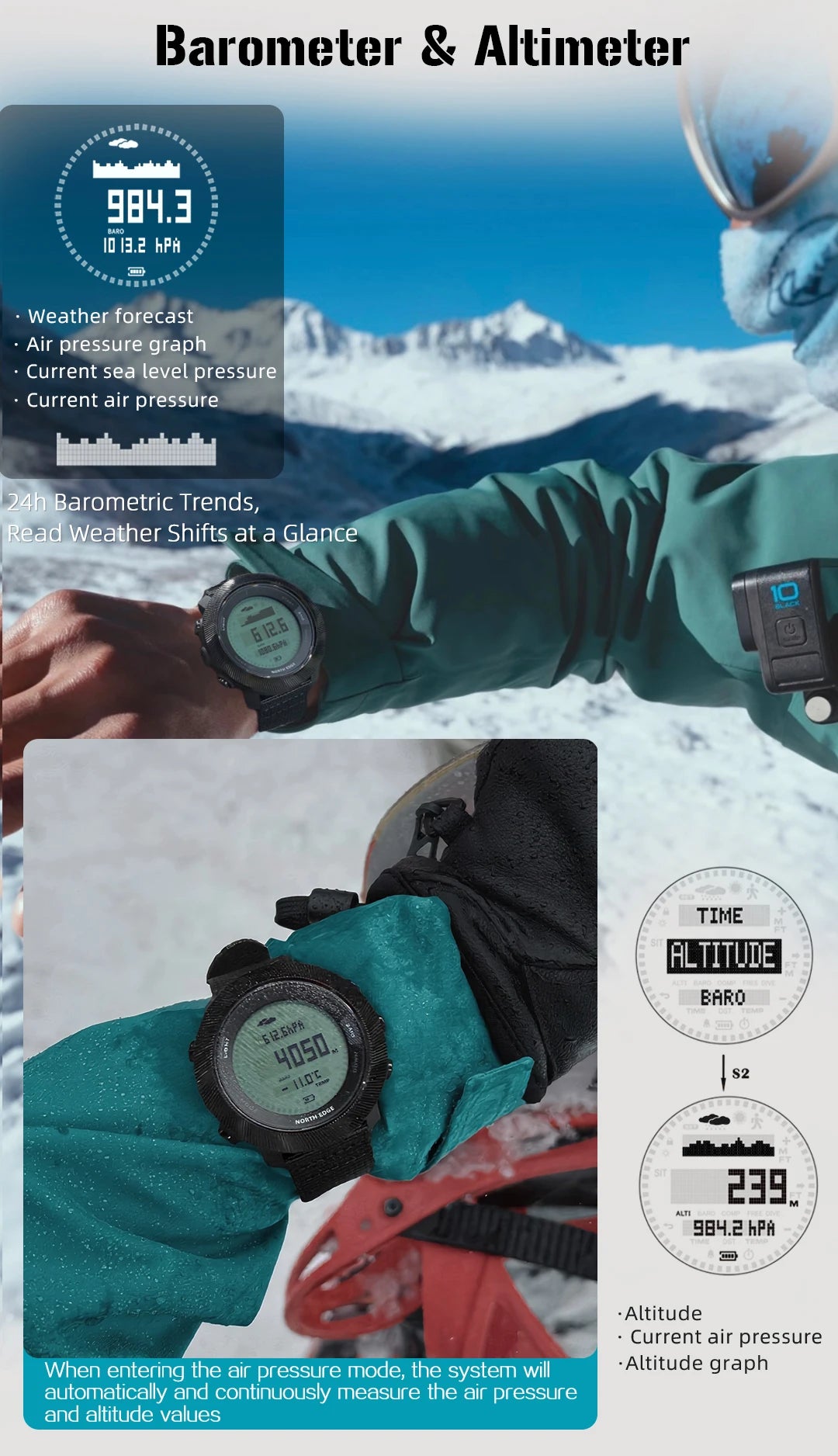NORTH EDGE APACHE-D Reloj Digital Buceo 100M