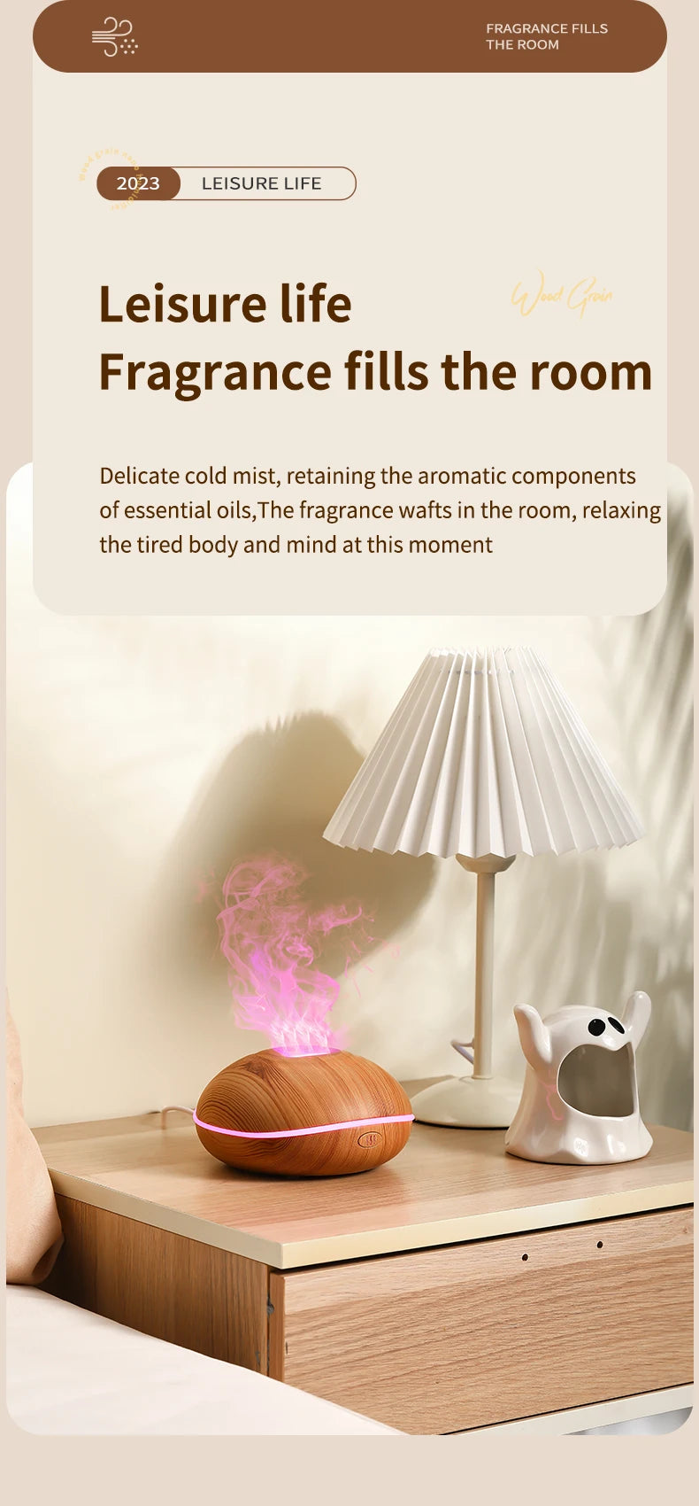 Humidificador AromaRelax Llama con Luz Colorida
