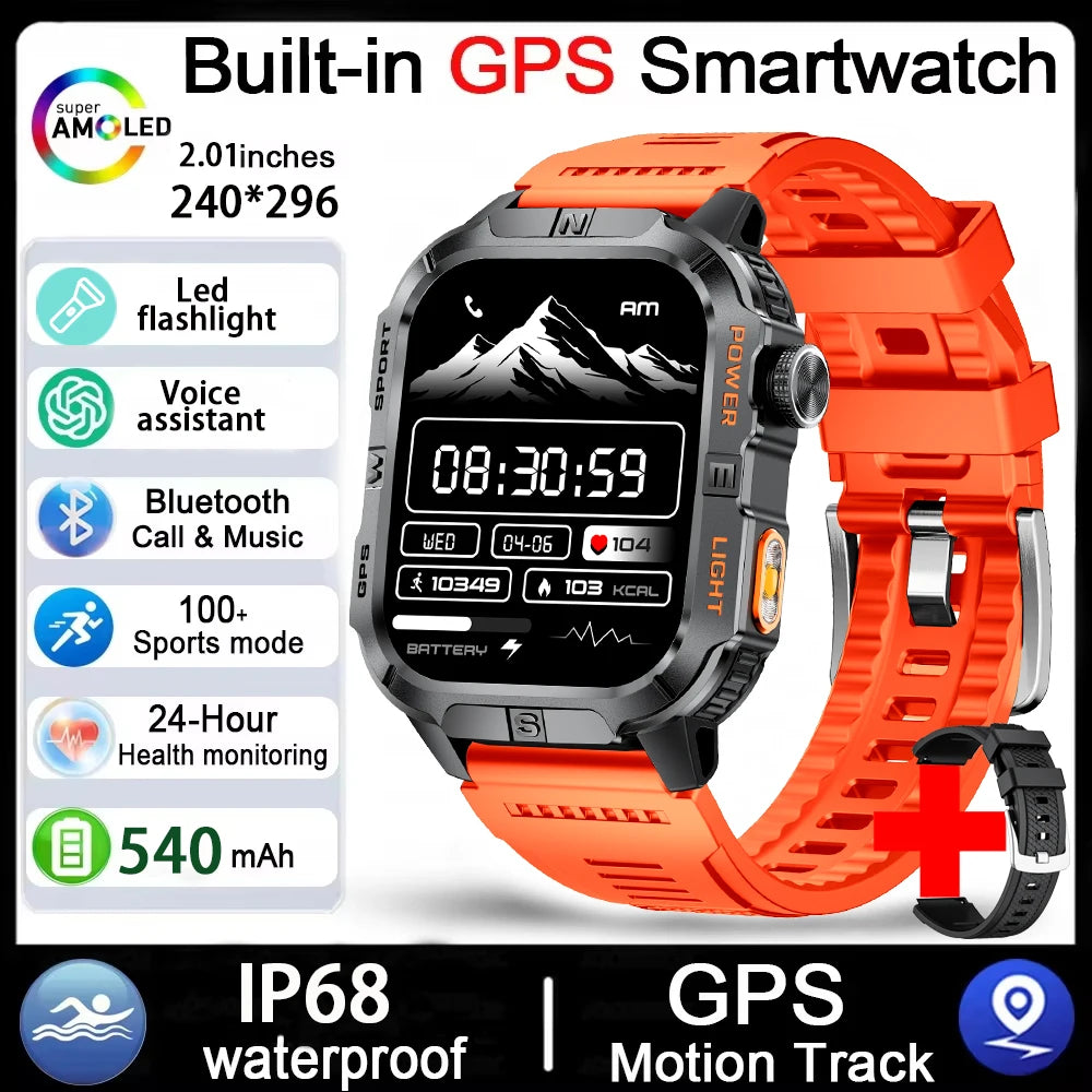 Reloj Inteligente Militar con GPS, LED, Brújula e IP68