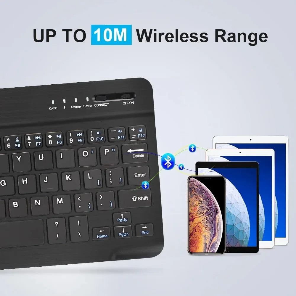 Teclado Bluetooth para iPad de 10.ª Generación, iPad Pro 13, 12, 11, 10, 9, 8, 7 Pulgadas, iPad Air 13, iPad de 11.ª Generación, iPad Mini, Tablets Samsung y Xiaomi
