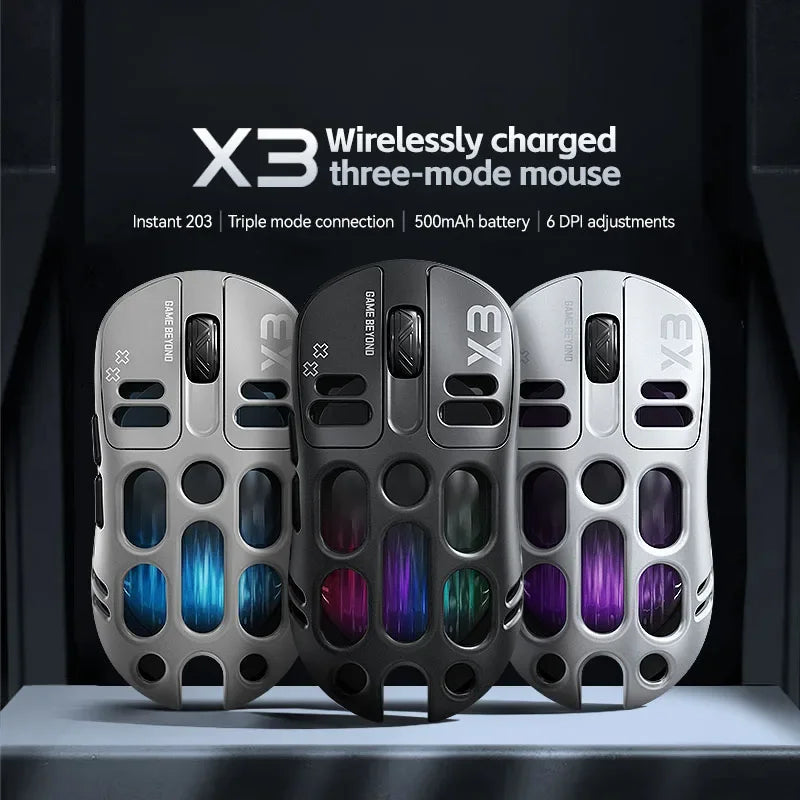 Mouse Gamer Lenovo X3 Triple Modo, RGB, Bluetooth, USB-C, Recargable