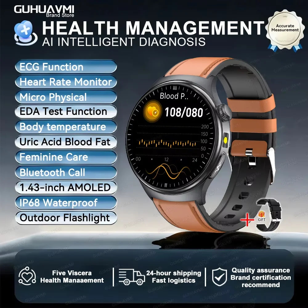 Reloj Inteligente con ECG, Grasa Corporal y Presión Arterial AMOLED
