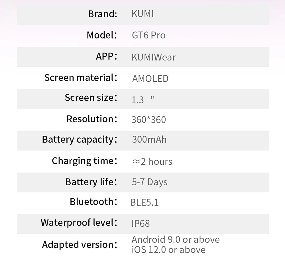 KUMI GT6 Pro Reloj Inteligente AMOLED NFC