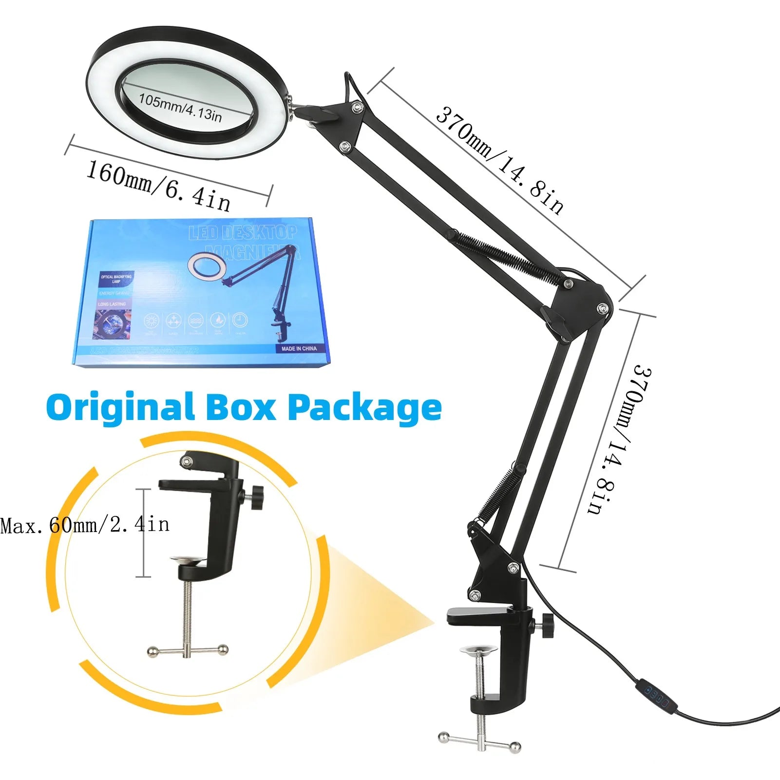 Lupa Iluminada 72 LED USB con 3 Colores de Luz para Trabajo y Belleza