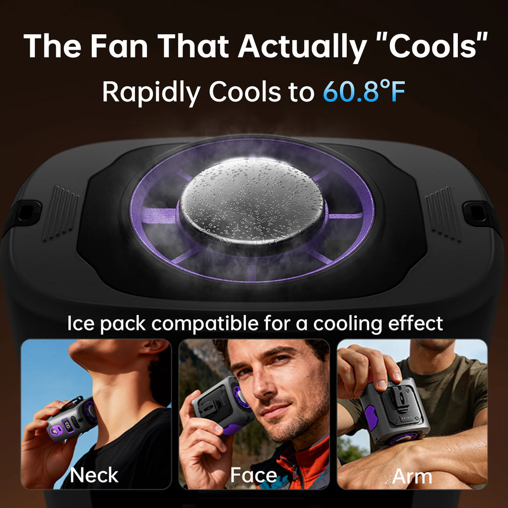Ventilador de cintura recargable con clip y placa de enfriamiento, 8000mAh, manos libres
