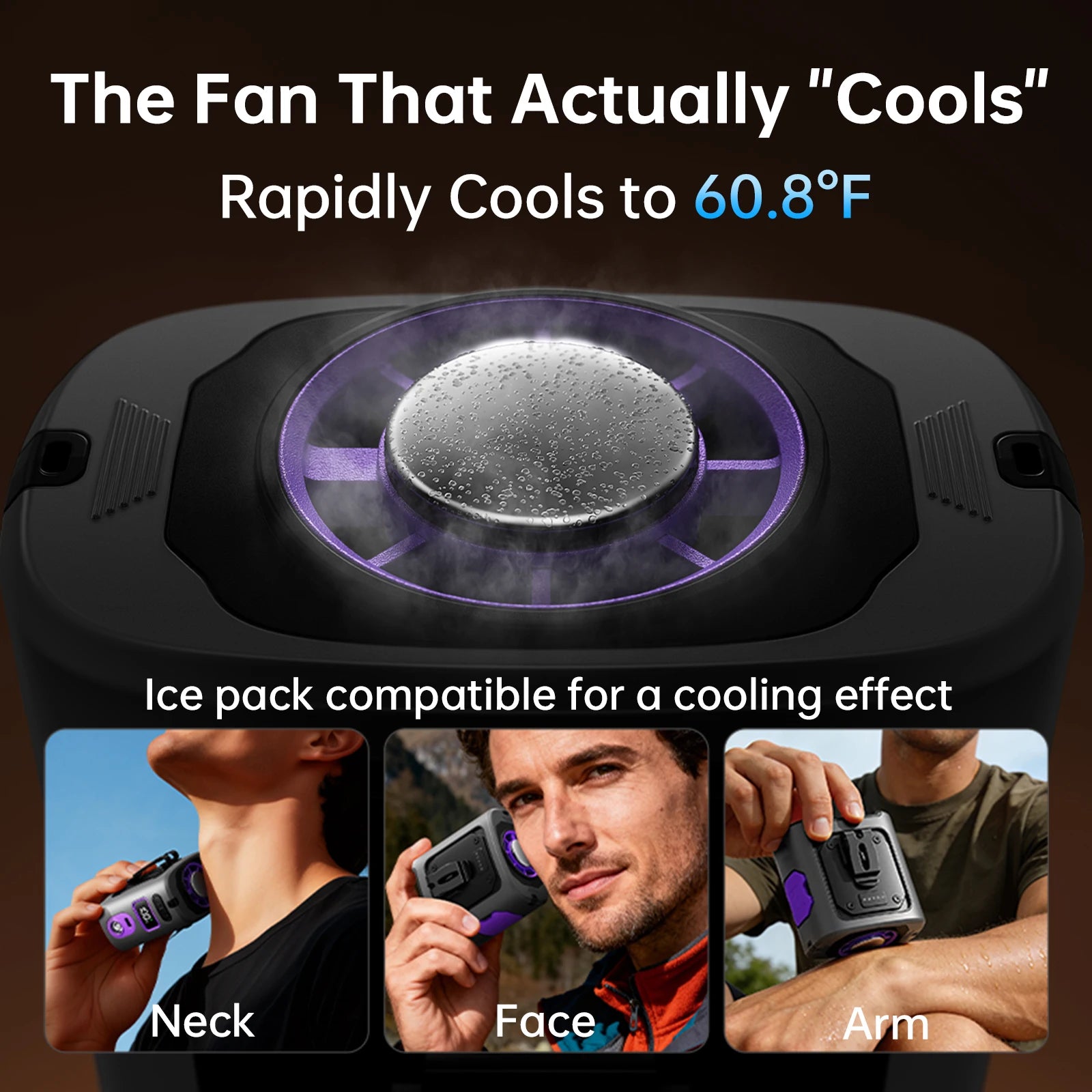 Ventilador de cintura recargable con clip y placa de enfriamiento, 8000mAh, manos libres