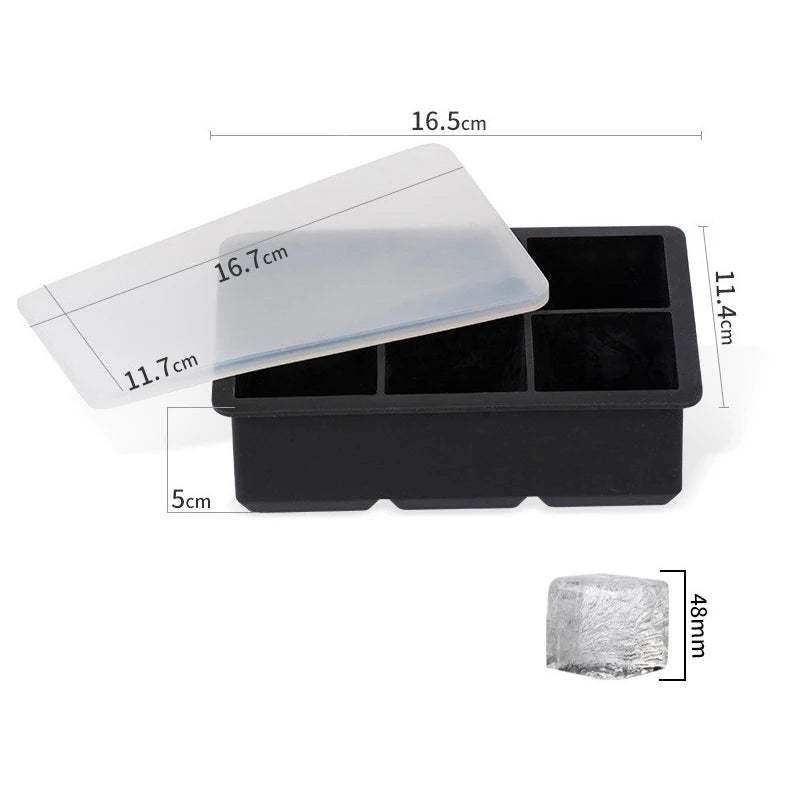 LMETJMA Bandejas grandes para cubitos de hielo con tapas, moldes cuadrados de silicona para cubitos de hielo, moldes para cubitos de hielo sin BPA para cócteles de whisky JT09