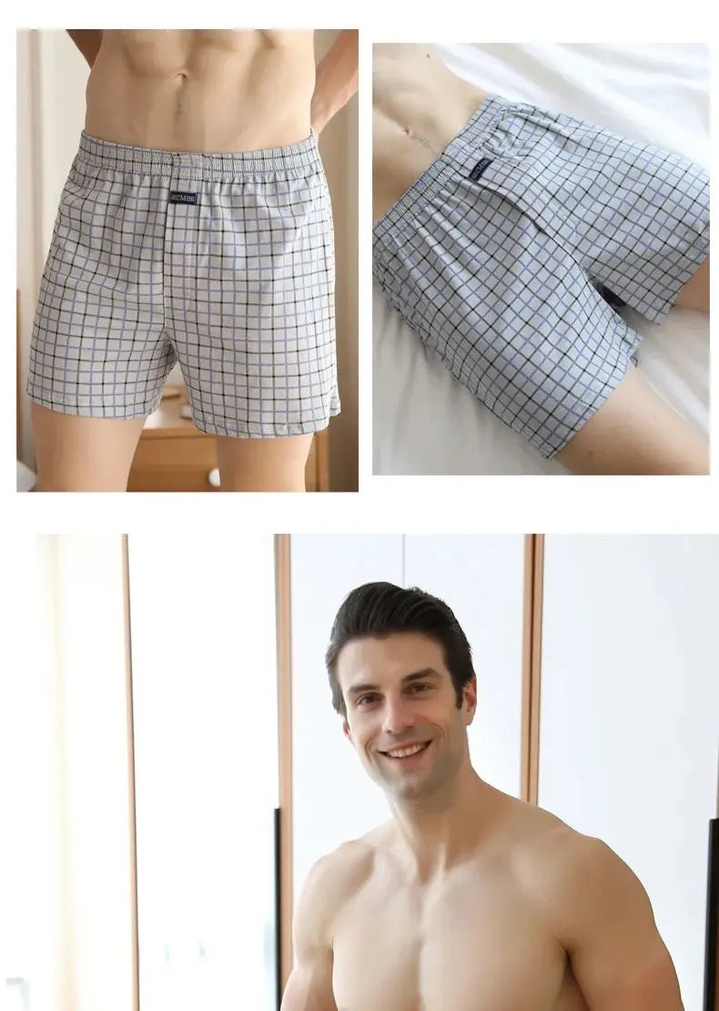 Pantalones Aro para hombre, ropa interior de celosía de algodón, pantalones cortos holgados de cintura alta para verano, finos y transpirables, calzoncillos con bolsa, M-3XL de talla grande