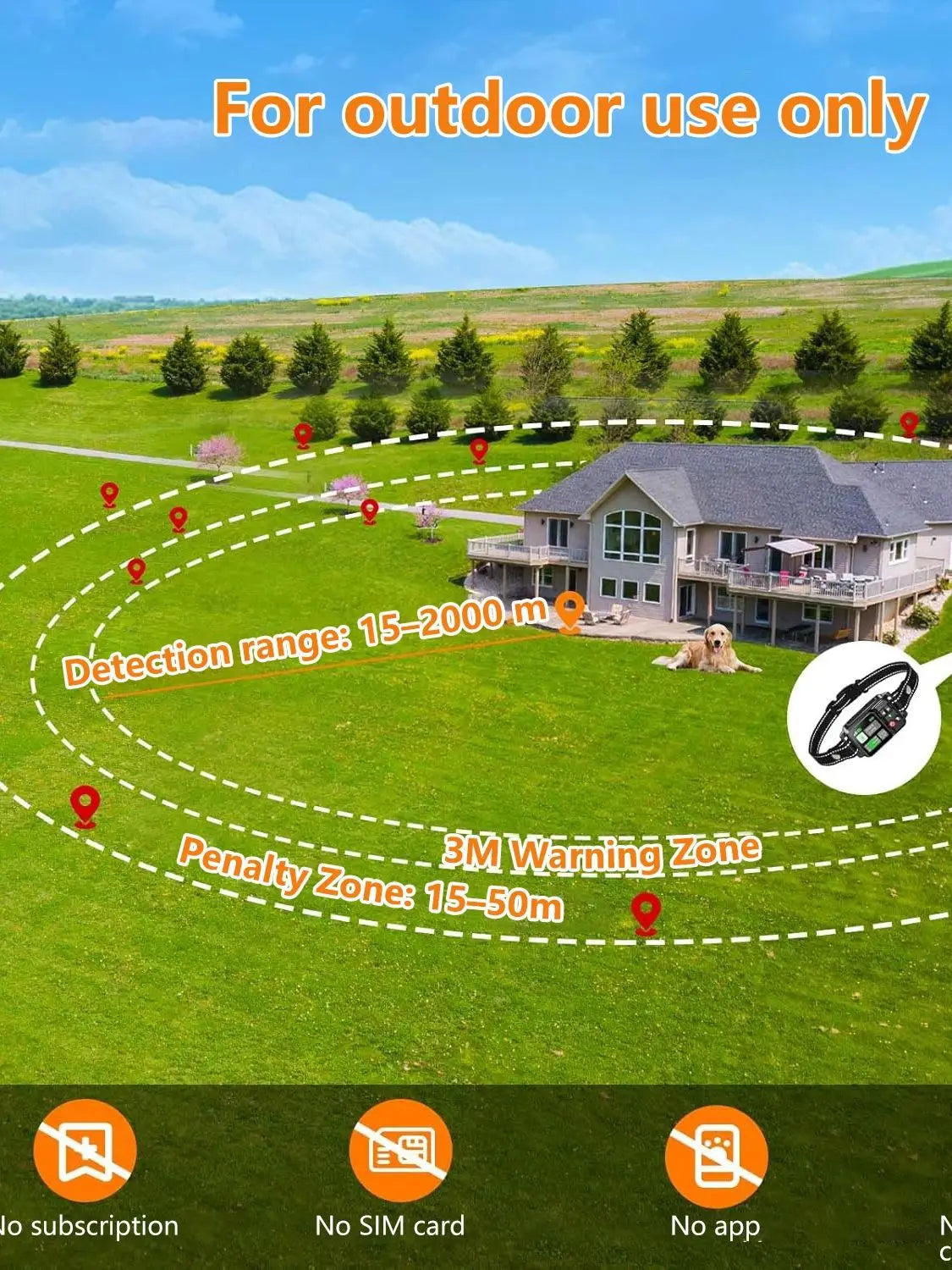 Valla Electrónica GPS Inalámbrica para Perros - Alcance 15~2000m