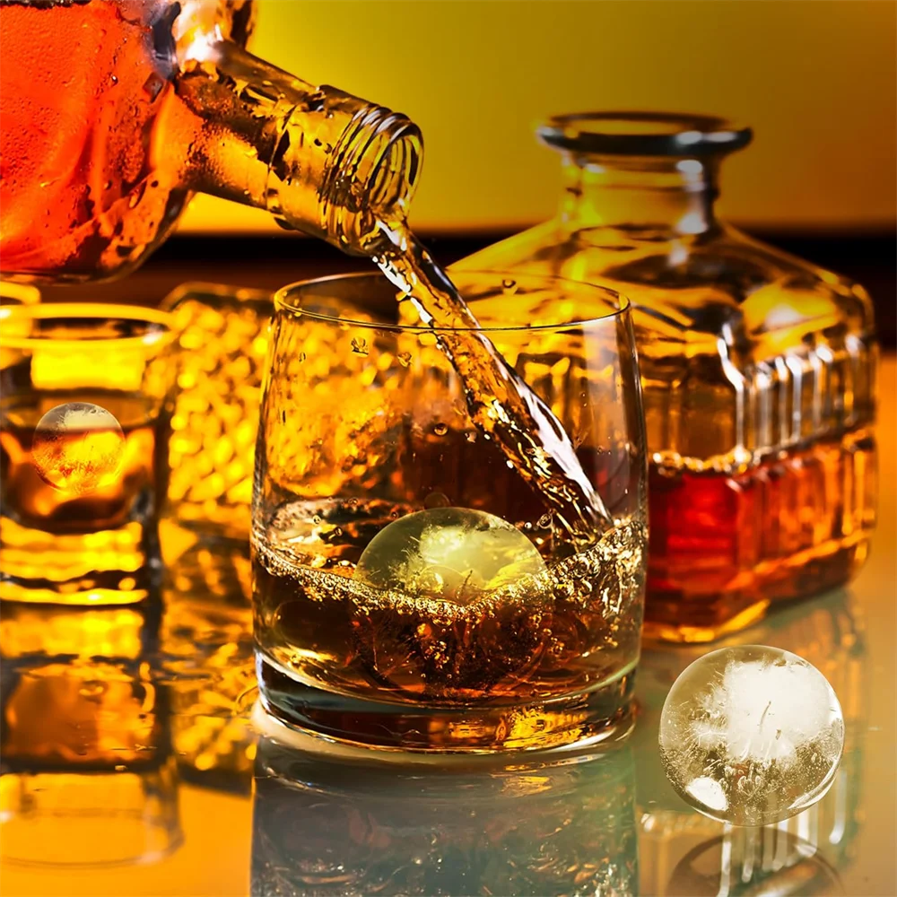 Moldes para hielo, moldes y bandejas para hielo de silicona, máquina para hacer hielo de gran tamaño en forma de esferas y cubos, perfecta para cócteles, whisky