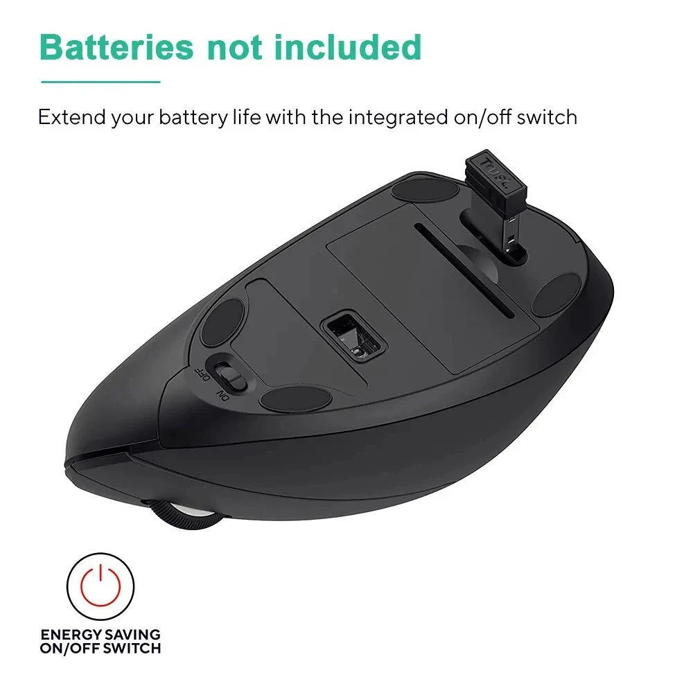 Ratón Vertical Ergonómico Inalámbrico de 2.4GHz HOMEFISH, Ratón Óptico con 3 DPI Ajustables 800/1200/1600 y 6 Botones para Computadora Portátil y PC