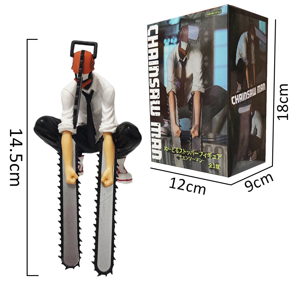 Figura de hombre de motosierra de Anime, conjunto de 2 uds., figura de acción Denji de 14-17cm, muñeca decorativa para coche, colección de modelos de PVC, juguetes, regalos para niños