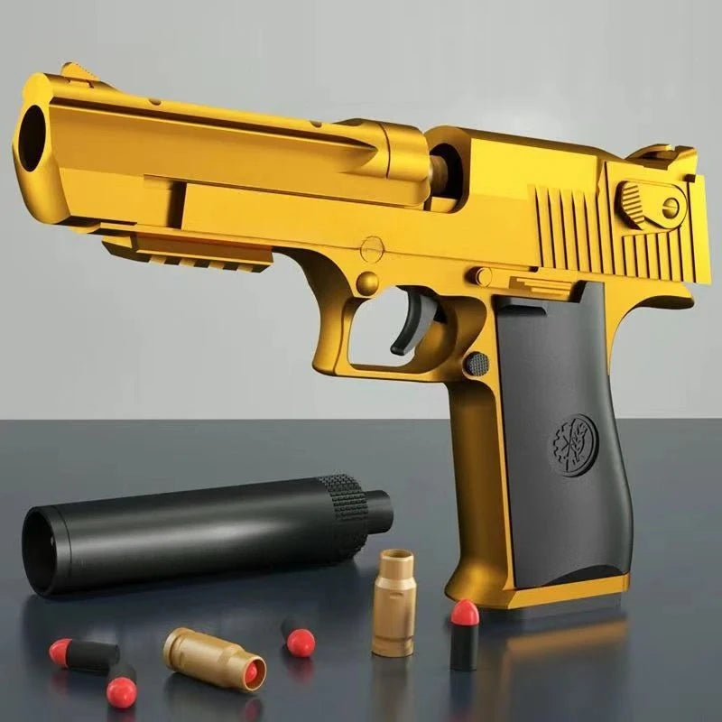 Pistola de juguete RG17 Desert Eagle con expulsión de casquillos, dardos de espuma, pistola de airsoft con silenciador, juego de disparos para niños, regalo para adultos.