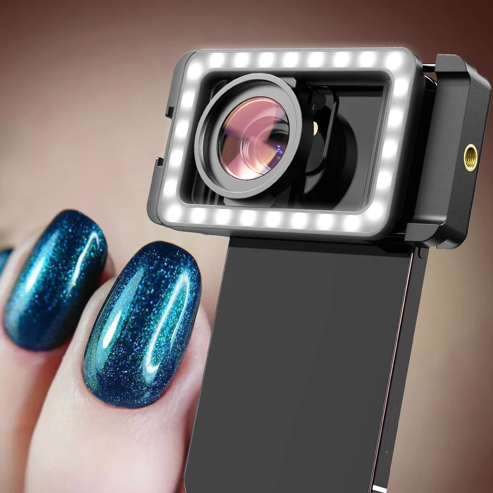 Lente Macro 15X APEXEL con Luz LED para iPhone y Samsung