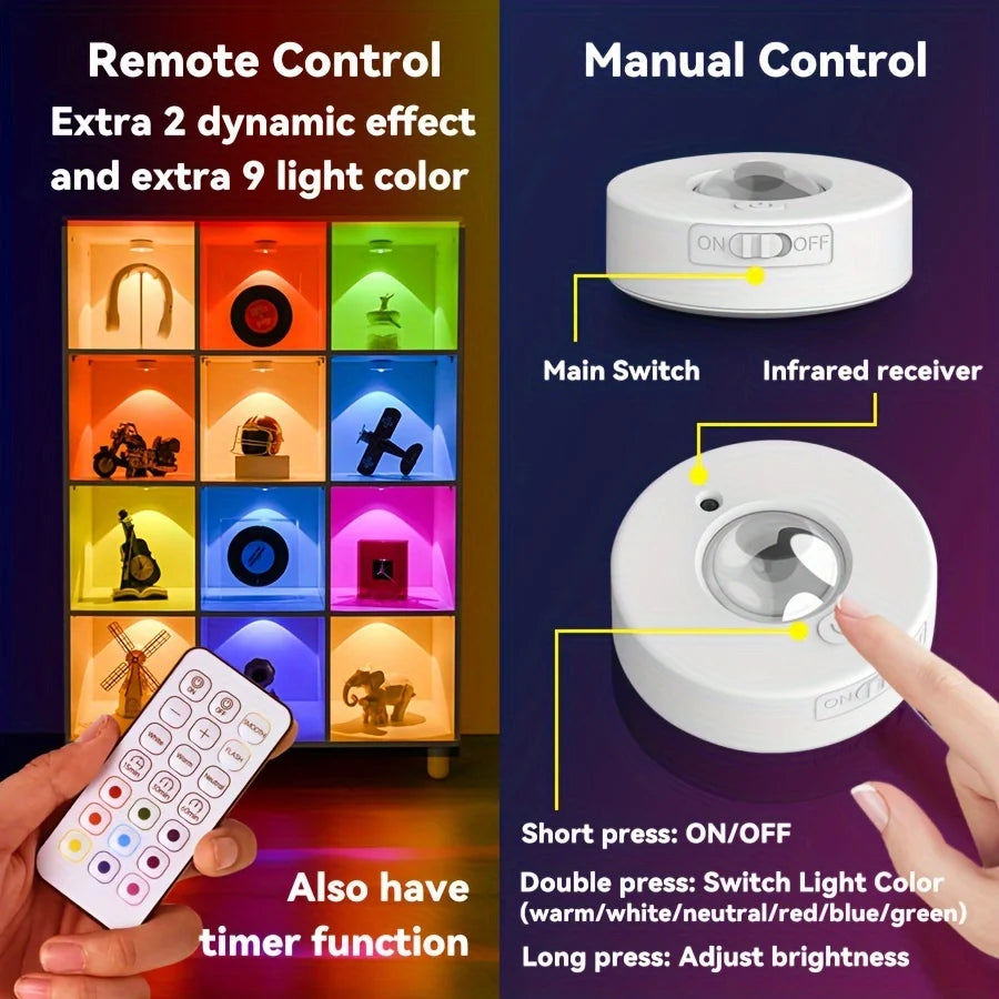 Luz Nocturna RGB 12 Colores con Control Remoto Recargable