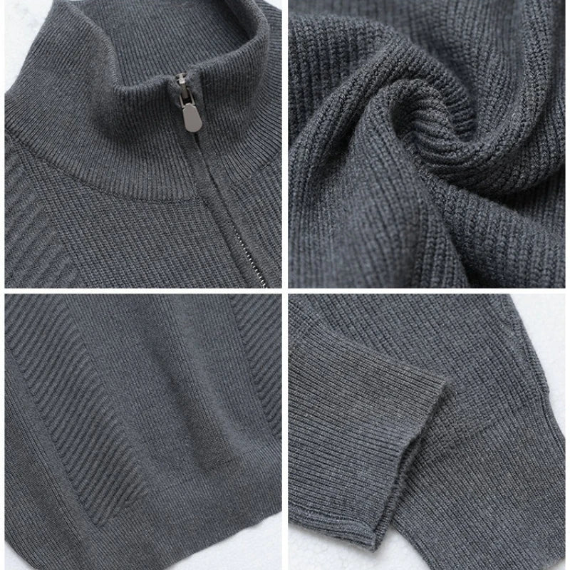 Suéter de Punto con Media Cremallera para Hombre - Cuello Semialto