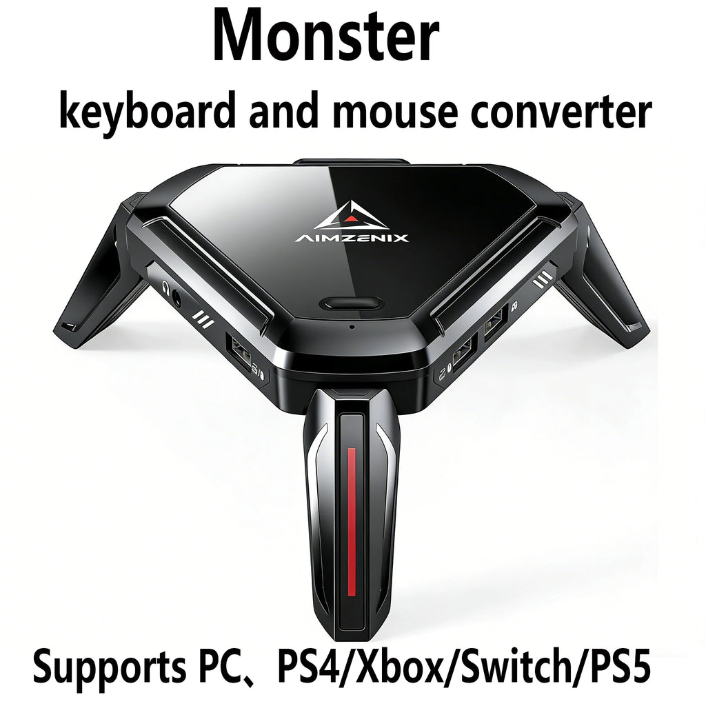 Adaptador de Teclado y Ratón AIMZENIX AX600 MONSTER para PS5/PS4/Xbox Series X | S/Xbox One/Switch - Compatible con auriculares de 3.5mm y dispositivos móviles
