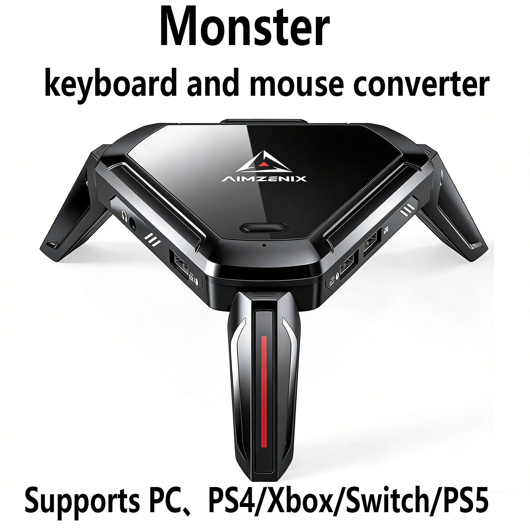 Adaptador de Teclado y Ratón AIMZENIX AX600 MONSTER para PS5/PS4/Xbox Series X | S/Xbox One/Switch - Compatible con auriculares de 3.5mm y dispositivos móviles