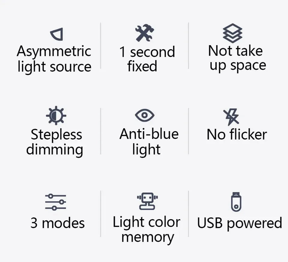 Lámpara de escritorio para el cuidado de los ojos, 50cm, LED, Monitor de ordenador, pantalla de PC, barra de luz, atenuación continua, lectura, lámpara de mesa colgante alimentada por USB