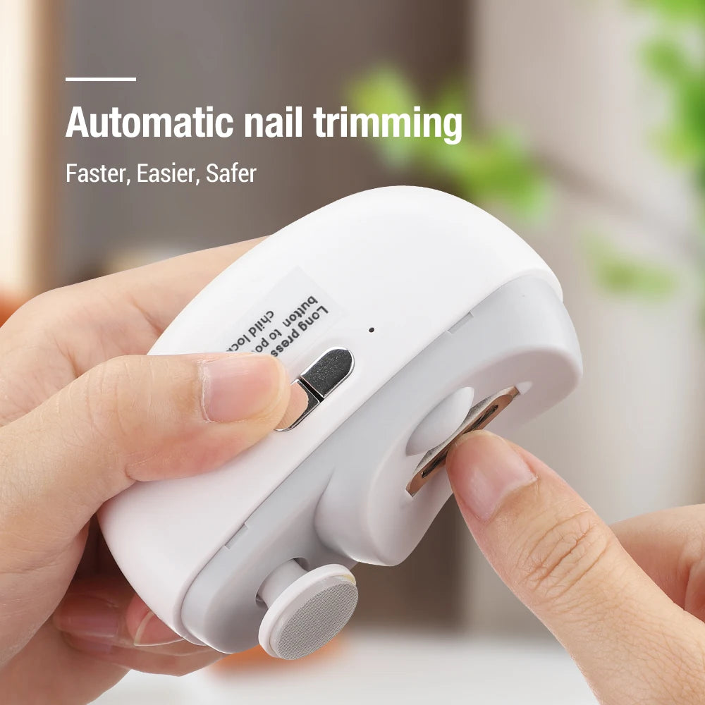 Cortauñas eléctrico para pulir y pulir con cortauñas automático ligero, cortador de uñas recargable, manicura para bebés y adultos