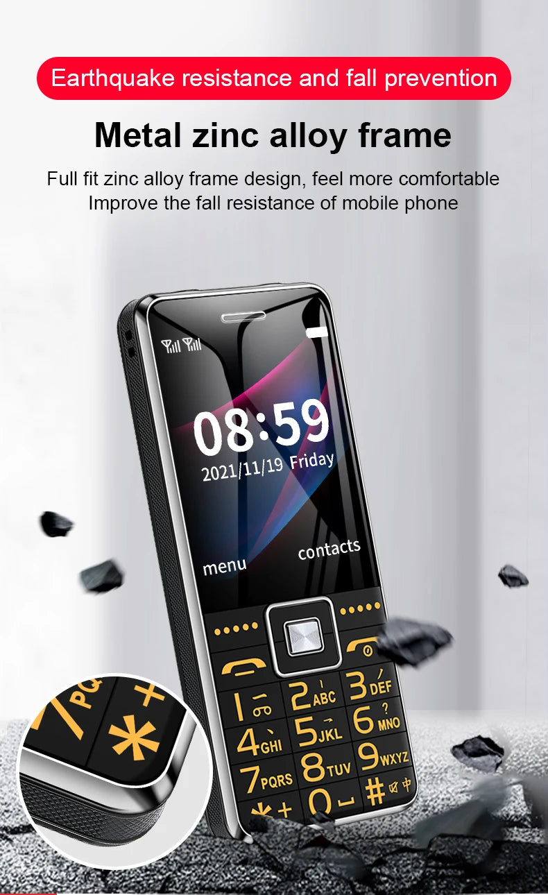 Teléfono GSM 2G BAR G600, tarjeta SIM Dual, batería de 6800mAh, tecla grande SOS, pantalla de 2,4 pulgadas, teléfono móvil para ancianos y mujeres, reccodificador de MP3