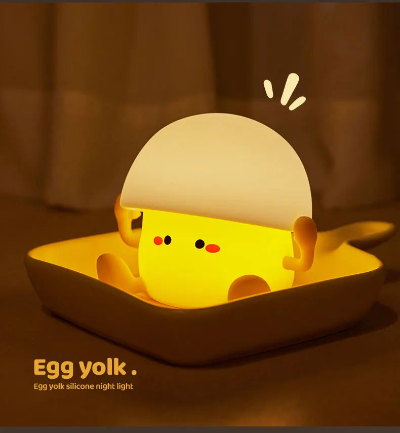 Bonita luz nocturna, lámpara de yema de huevo, lámpara de seta, decoración creativa de escritorio, carga USB, luz nocturna interior para niños, regalo de cumpleaños